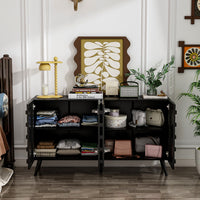 55.1" Modern Minimalist Black Buffet Cabinet with Storage