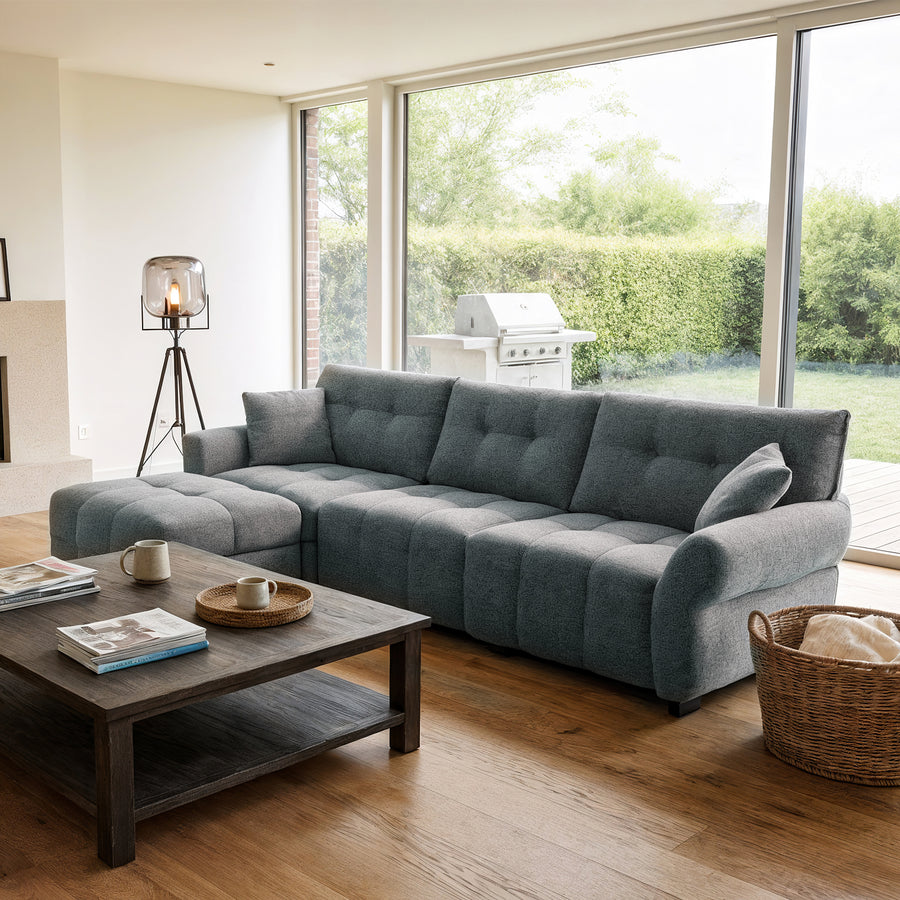 110.2" Modern Gray Sectional Sofa with Premium Fabric