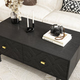 47.2 inch Modern Black Coffee Table with 4 Drawers