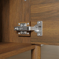 70.9 in. Modern Walnut TV Stand with Sliding Doors and Open Shelf