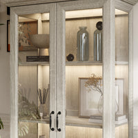 37" Modern 4-Tier Display Bookcase with Glass Doors and Lights
