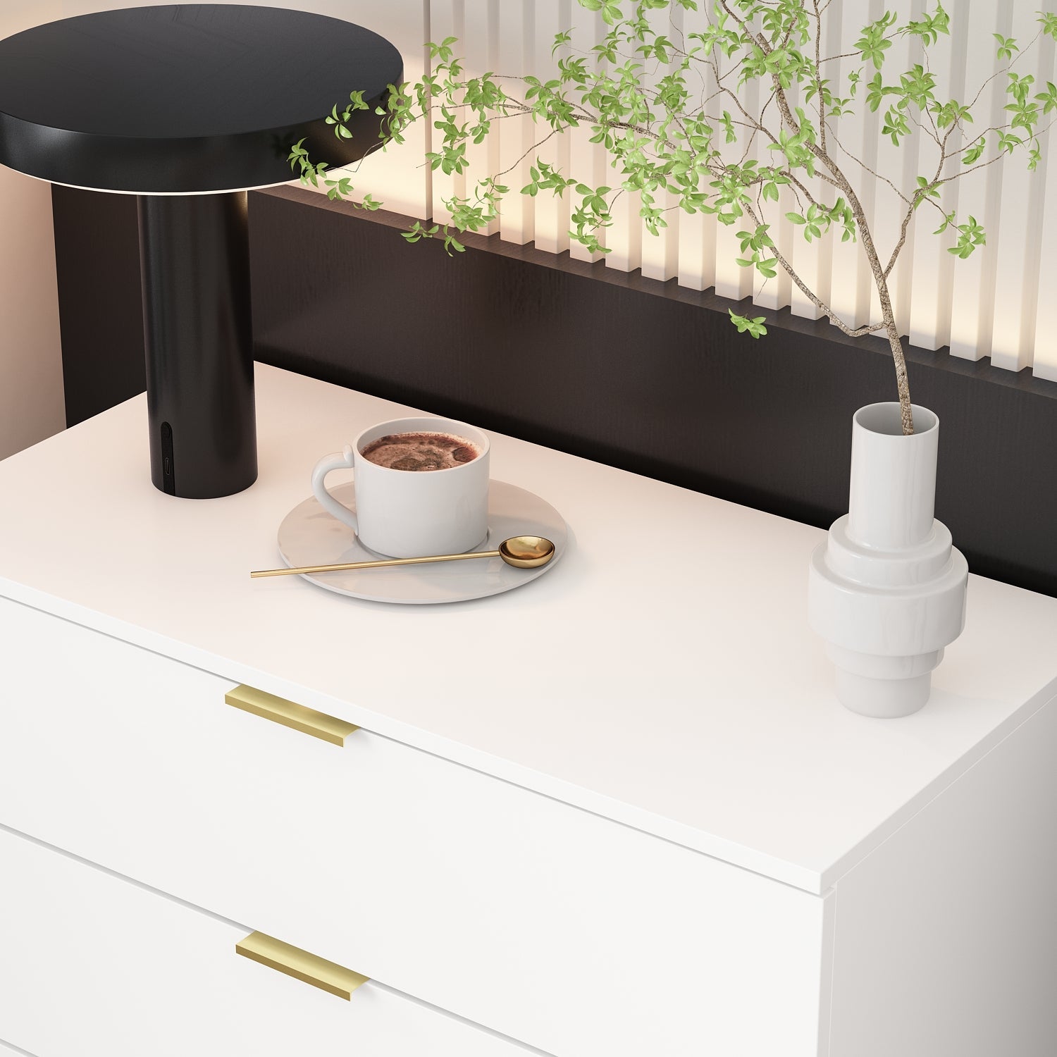 Vertical Chest 3-Drawer Nightstand Dresser Storage Sideboard with Metal Legs for Bedroom