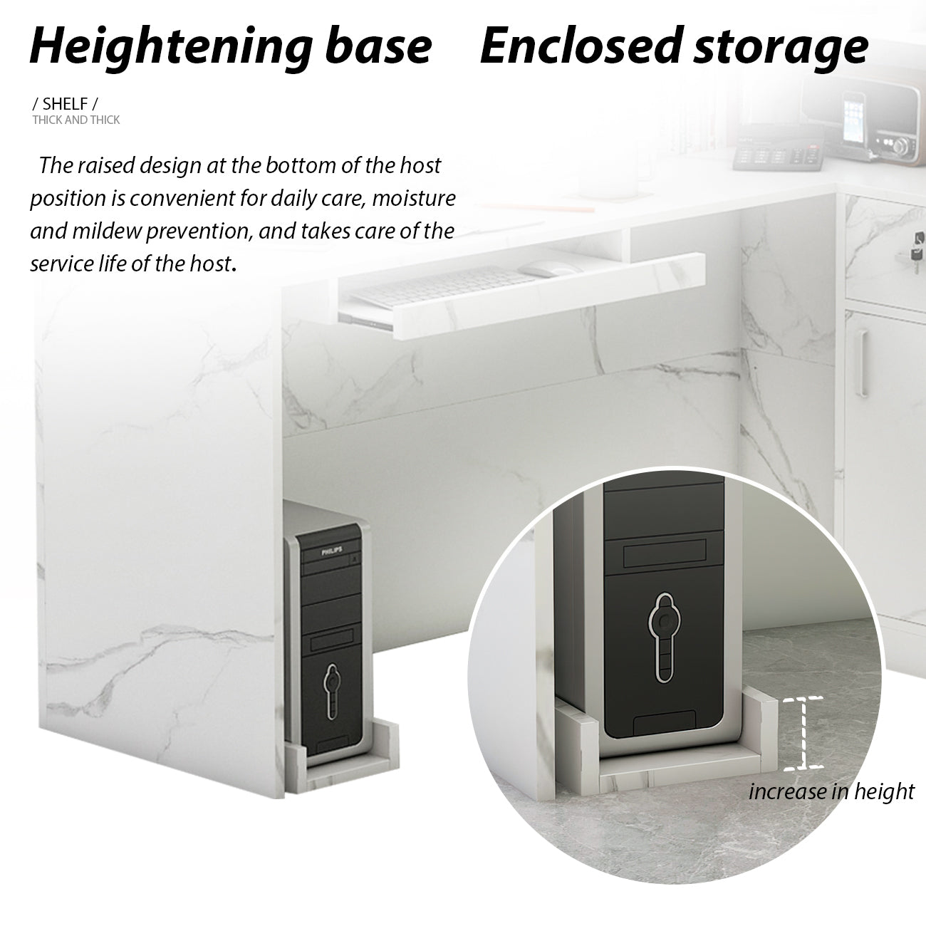 L-Shaped Reception Desk with Large Storage Filing Cabinets