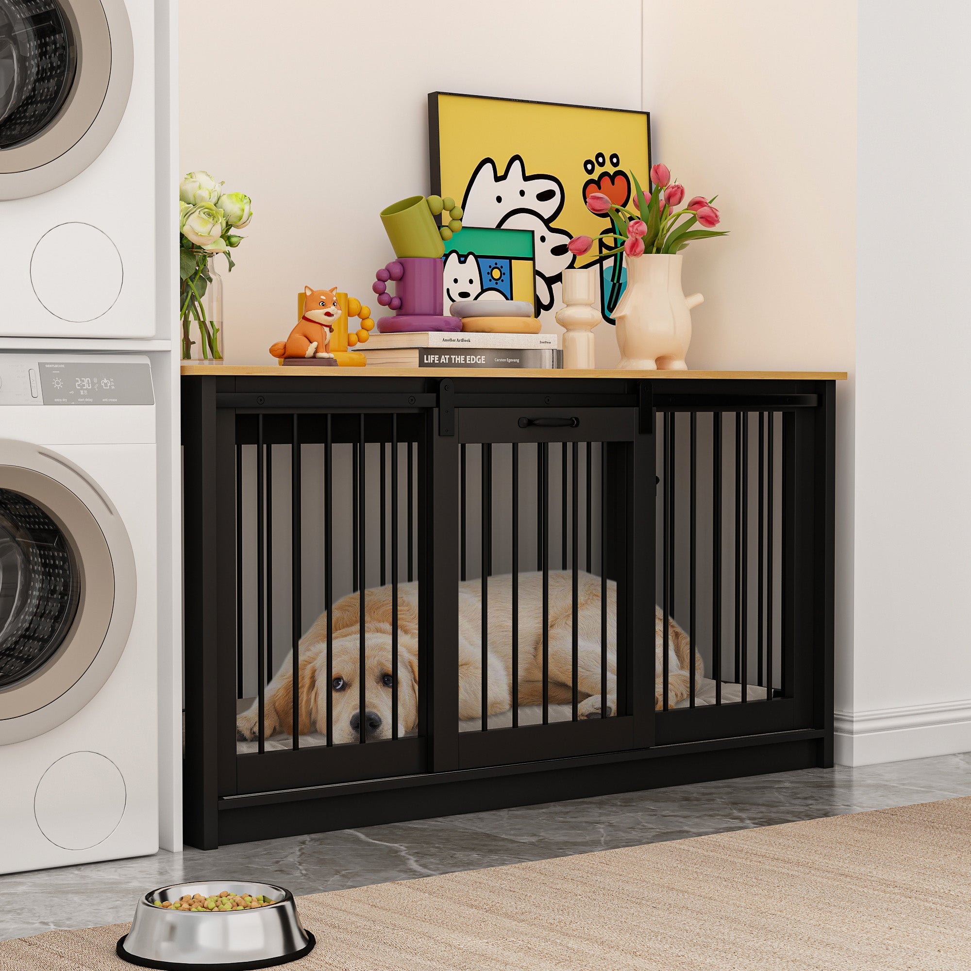 Barn Door Dog Crate with Lock