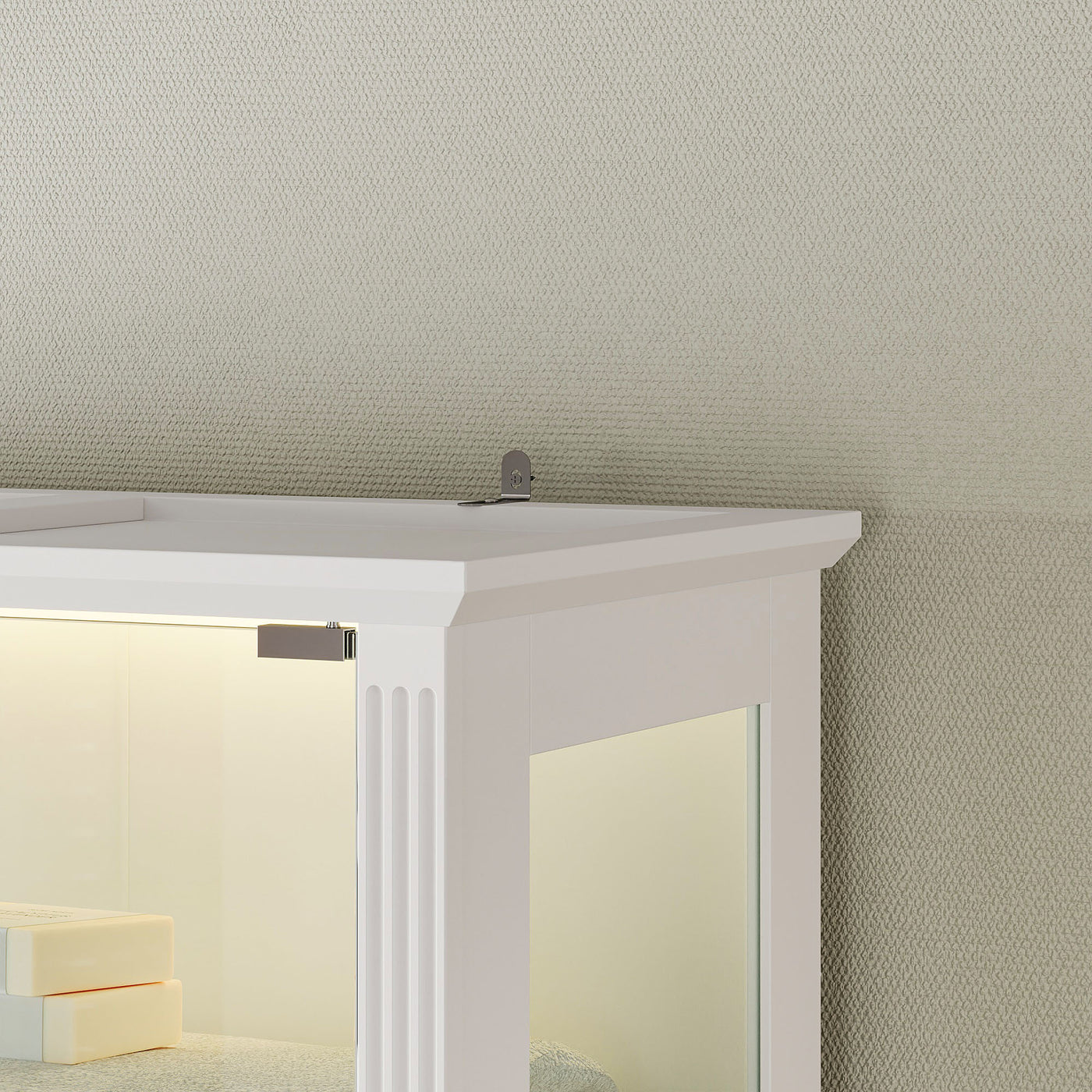 Elegant Bathroom Cabinet With Glass Doors & Smart LED Light