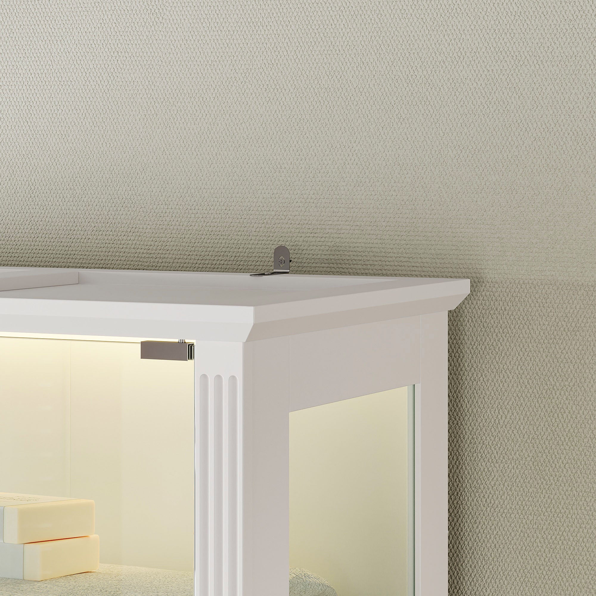 Elegant Bathroom Cabinet With Glass Doors & Smart LED Light