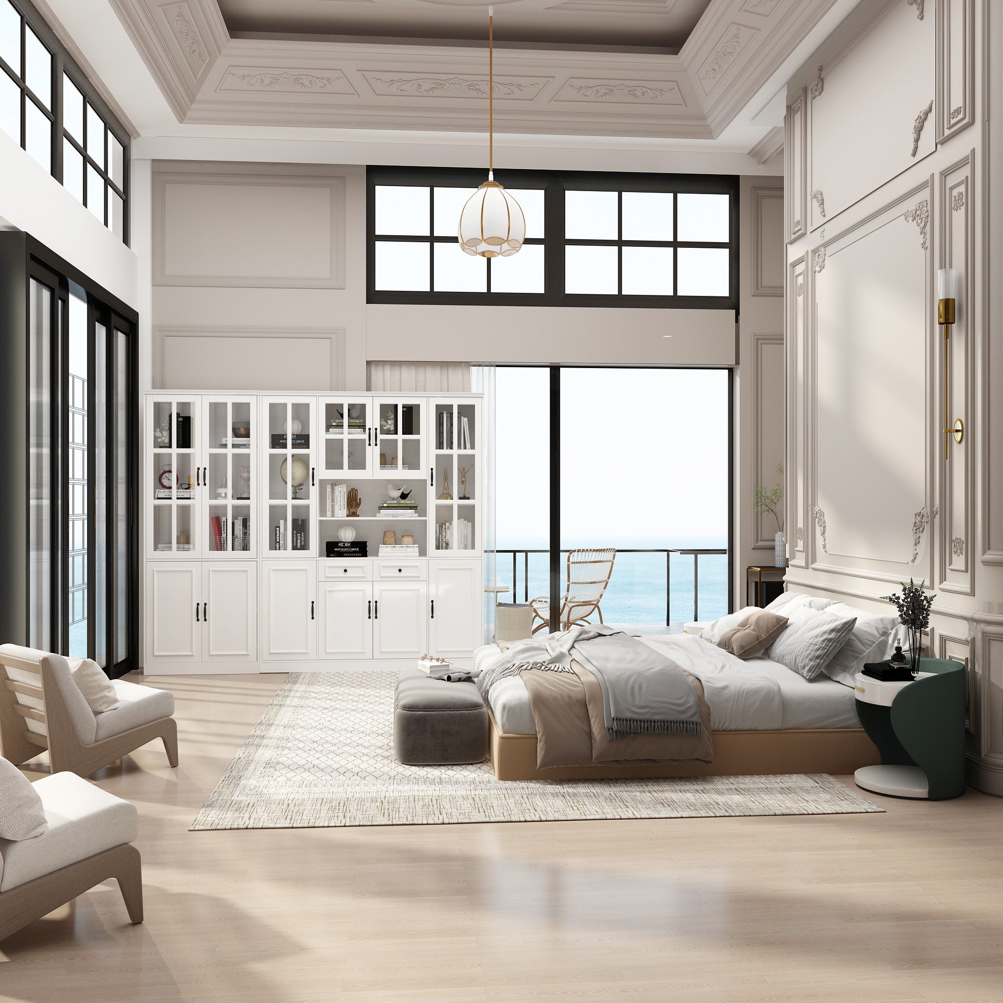 78.7'' Display Book Cabinet, Multi-tier Storage Shelf for Books & Collectibles