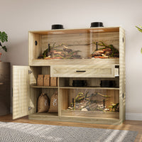 53.1" Modern Beige Reptile Terrarium with Storage Cabinet