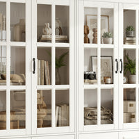 Sofna 78.7" Modern White Storage Cabinet with 10 Doors and 15 Adjustable Shelves