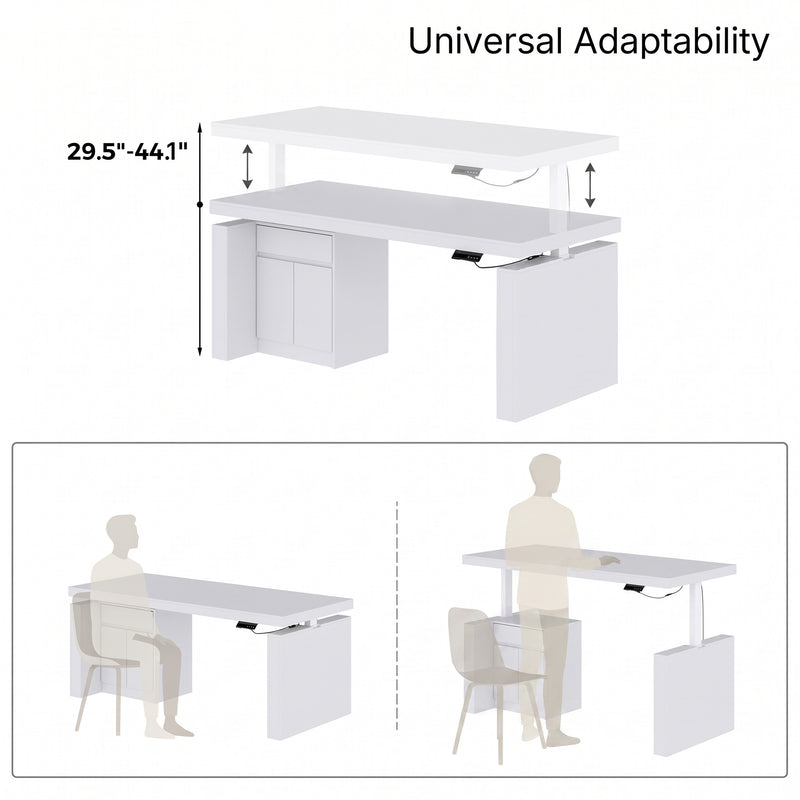 71 inches Modern Minimalist White Standing Desk with Adjustable Height