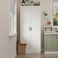 31.5" Modern White Kitchen Pantry with Rotating Food Storage Shelves, Adjustable Shelves, and Door-mounted Racks