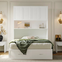 57.8" Modern White Storage Bed with Socket