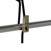 Metal rod with a gold clamp on a white background