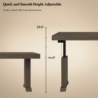 Dark wood standing desk with electric height adjustment and control panel