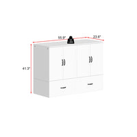 55.9" Modern White Murphy Bed With Nightstands And Fold-down Panel