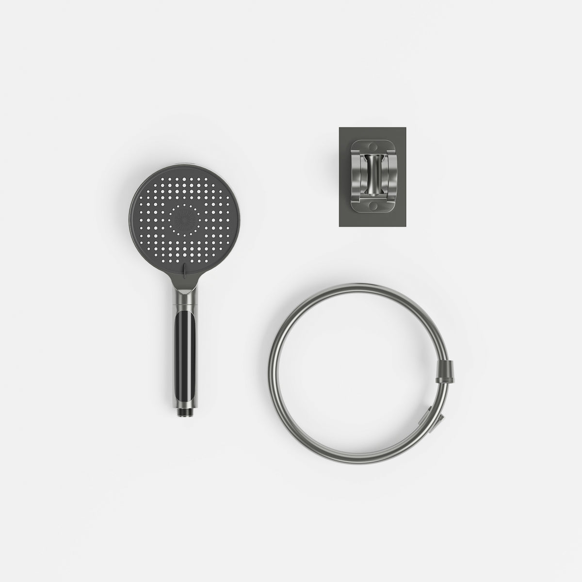 59" Modern Black Handheld Shower Head with Fahrenheit Temperature Display, Flexible Hose and Wall Bracket