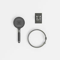 59" Modern Black Handheld Shower Head with Fahrenheit Temperature Display, Flexible Hose and Wall Bracket