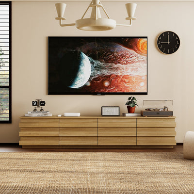 78.7" Modern Scandinavian Natural TV Stand Media Console with 4 Drawers