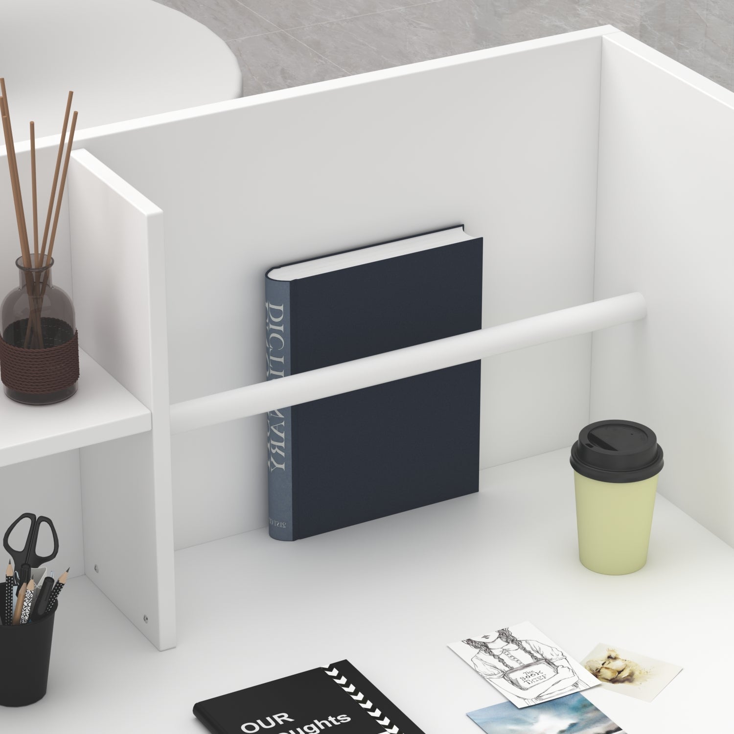 Modern Wooden Reception Desk Computer Table with Filing Cabinet Lockable Storage 47"W