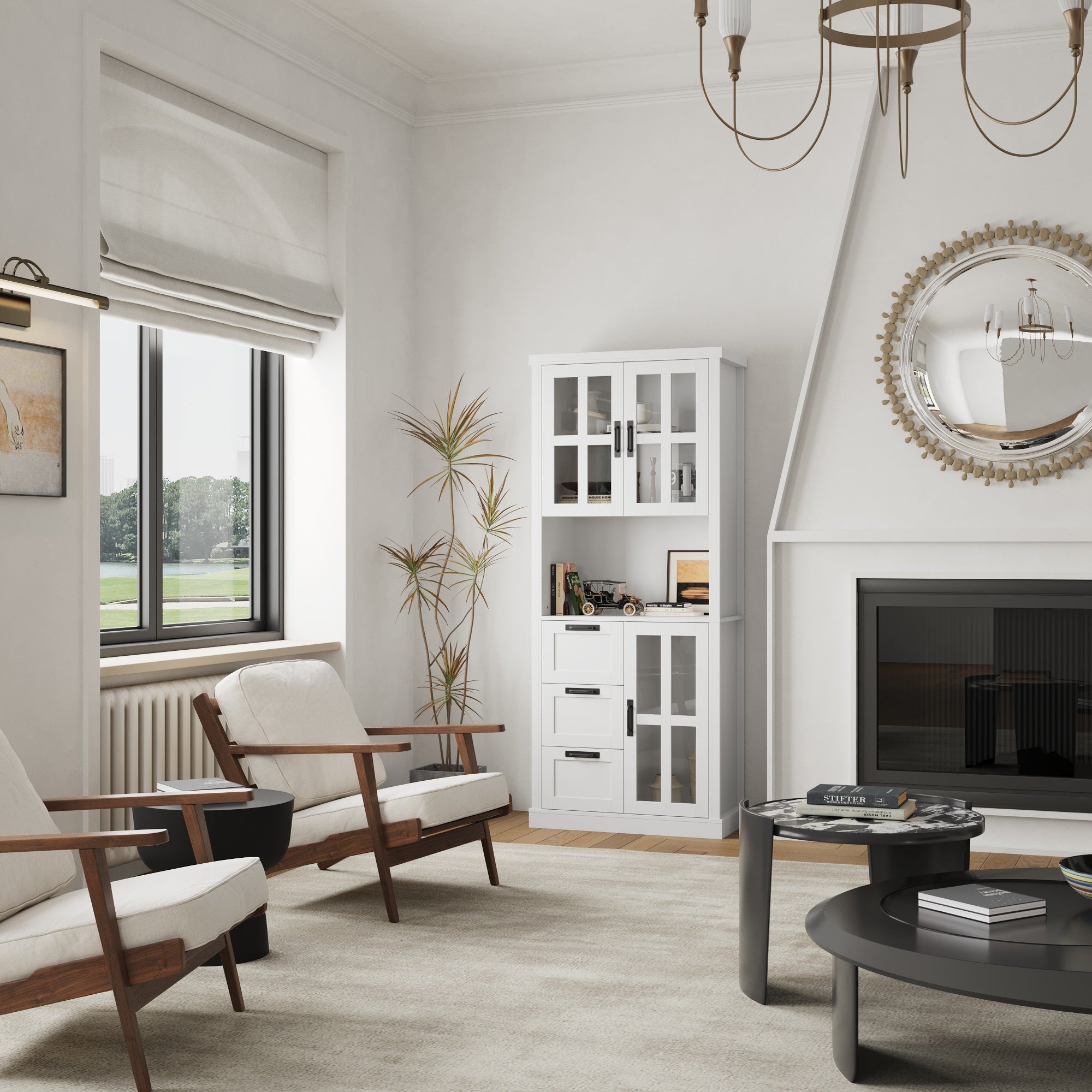 Tall Storage Cabinet With Glass Doors