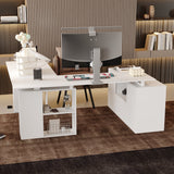 63 inches Modern White U-shaped Standing Desk With Memory Preset Controller