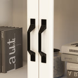 141.7 inches Modern White Bookcases and Display Cabinets With Corner Shelf Storage