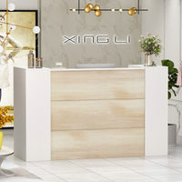Large Reception Desk Reception Station with Lockable Door 70"W