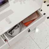 47.2 inches White Reception Desk with Metal Pegboard, Locking Drawers and Large Storage