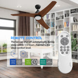 Ceiling fan with remote control in a room with bookshelves