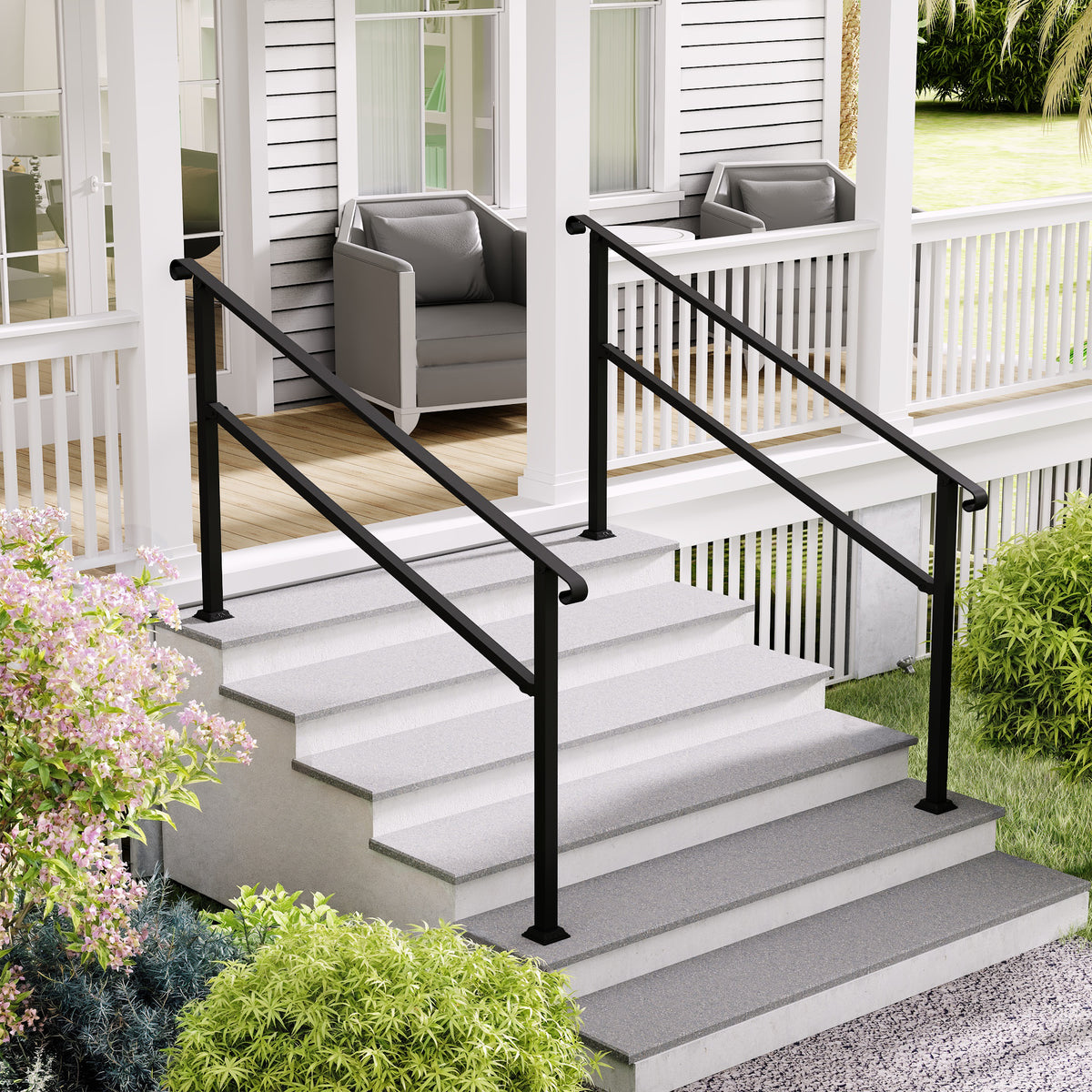 68.5" Modern Matte Black Stair Banister with Adjustable Angle