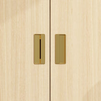 63" Beige Wood‑Grain 8‑Door Armoire Wardrobe with Top Cabinet, Hanging Rod and 2 Bottom Storage Drawers