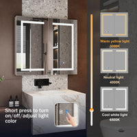 35.4" Modern Frameless Medicine Cabinet with Mirror and 3 Shelves