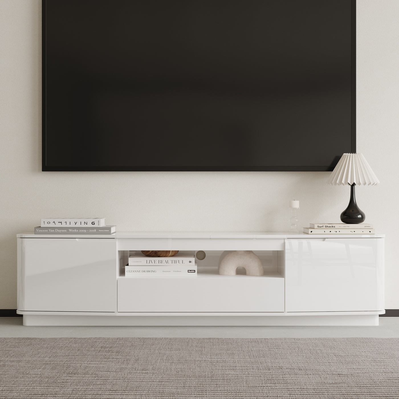 70.9" Modern White TV Stand with Drawer