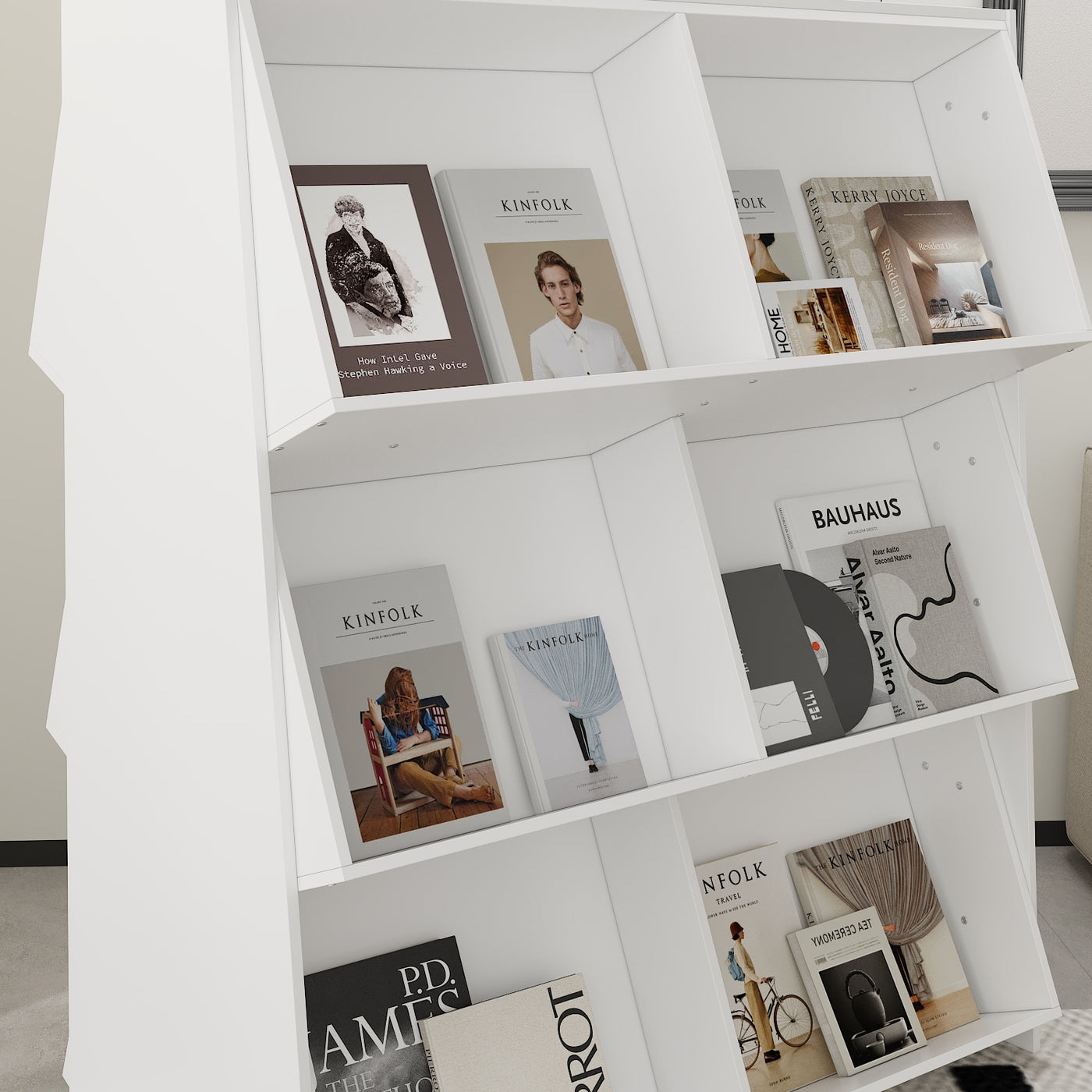 39.4" Modern White Display Bookcase with Open Shelves