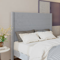 63.8" Simplistic Gray Platform Bed with Solid Wood Legs