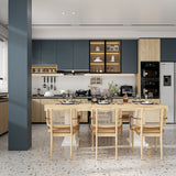 78.7" Modern Natural Rectangular Dinning Table With Two Marble Legs