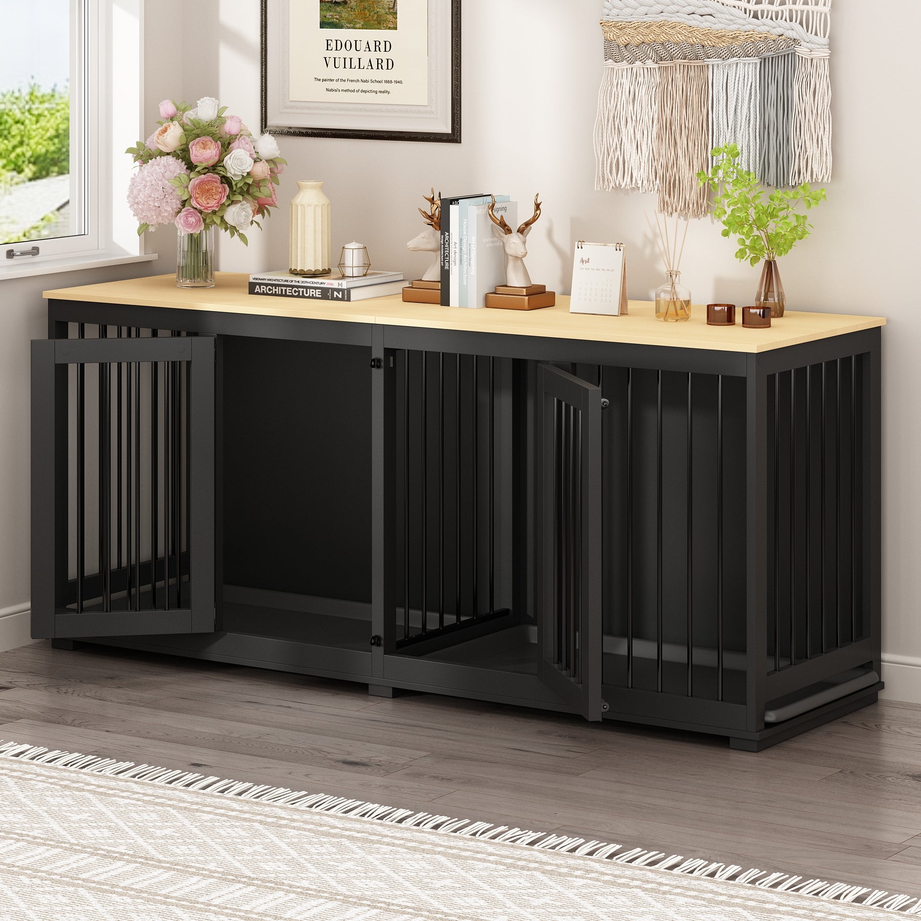 Large Dog Crate Furniture with Divider | FUFU&GAGA