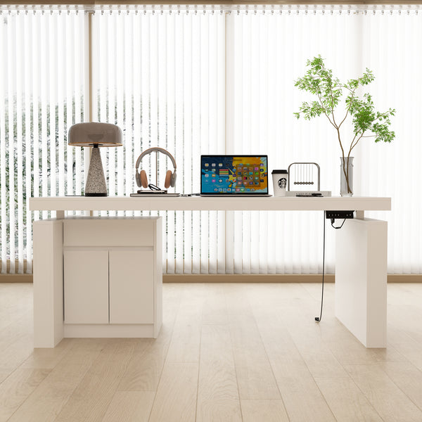 71 inches Modern Minimalist White Standing Desk with Adjustable Height