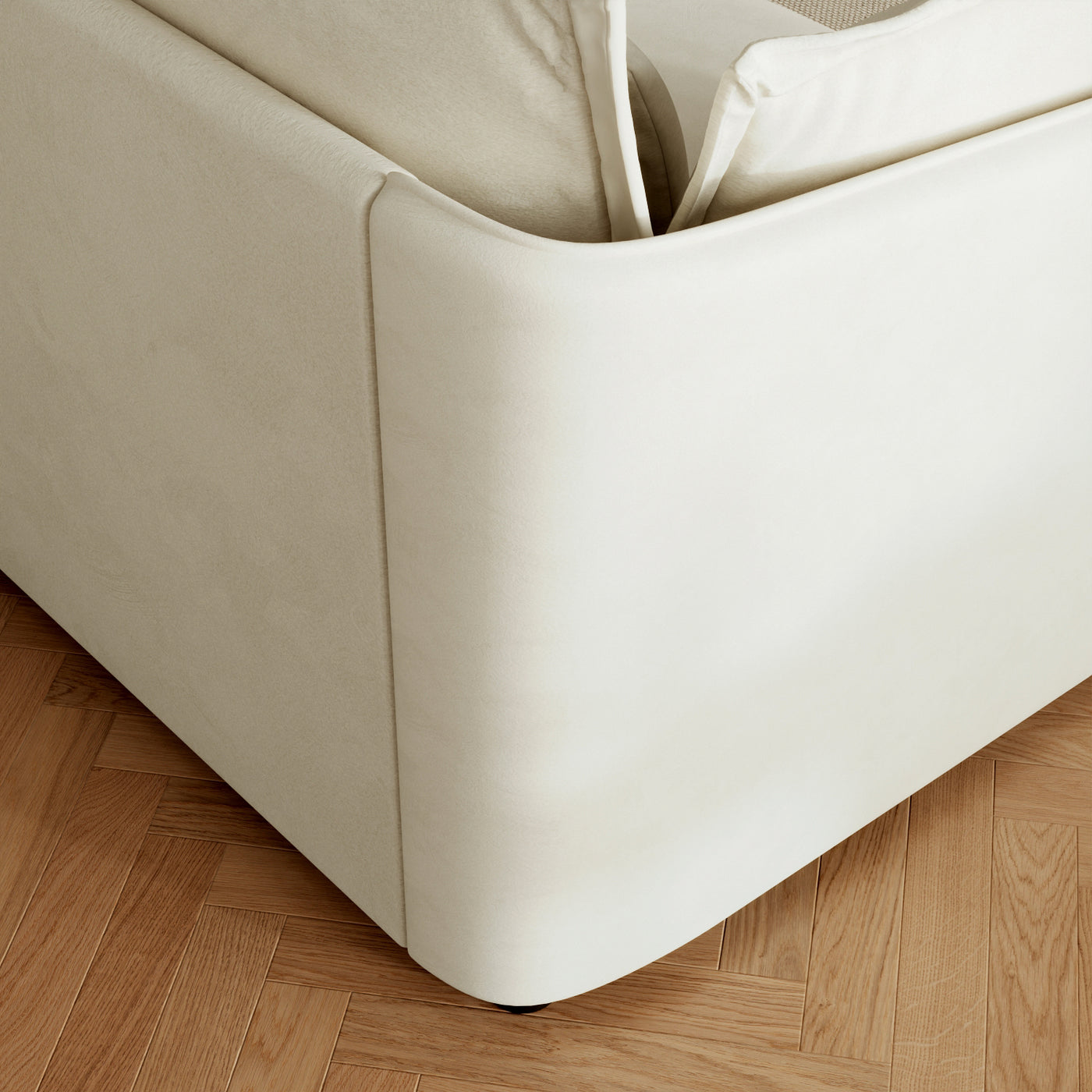 47.2" Modern White Upholstered Single Sofa with 3 Accent Pillows