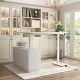 54.3 inches Minimalist Modern White Standing Desk With Electric Lift System and Memory Presets