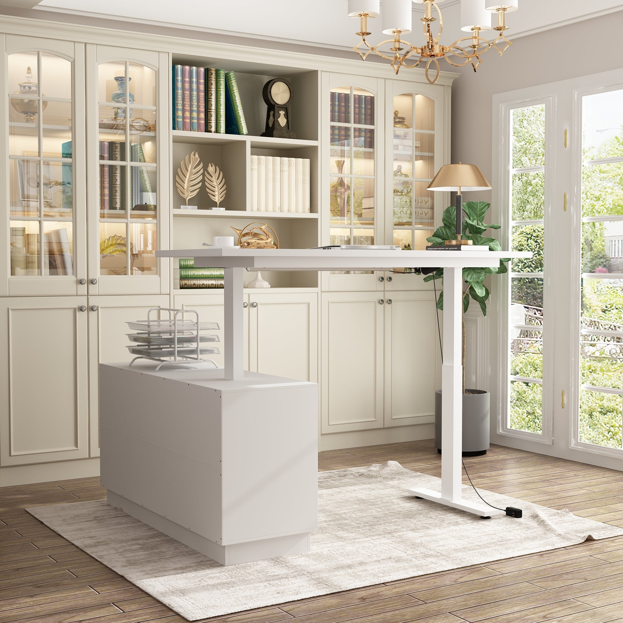 Adjustable Height Standing Desk With Electric Lift System, 54” Desk With Memory Presets