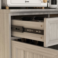 61.2" Mid-Century Modern Wood Storage Cabinet with Drawers for Kitchen and Living Room