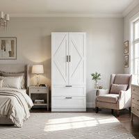 White Armoire with 2 Doors and 2 Drawers