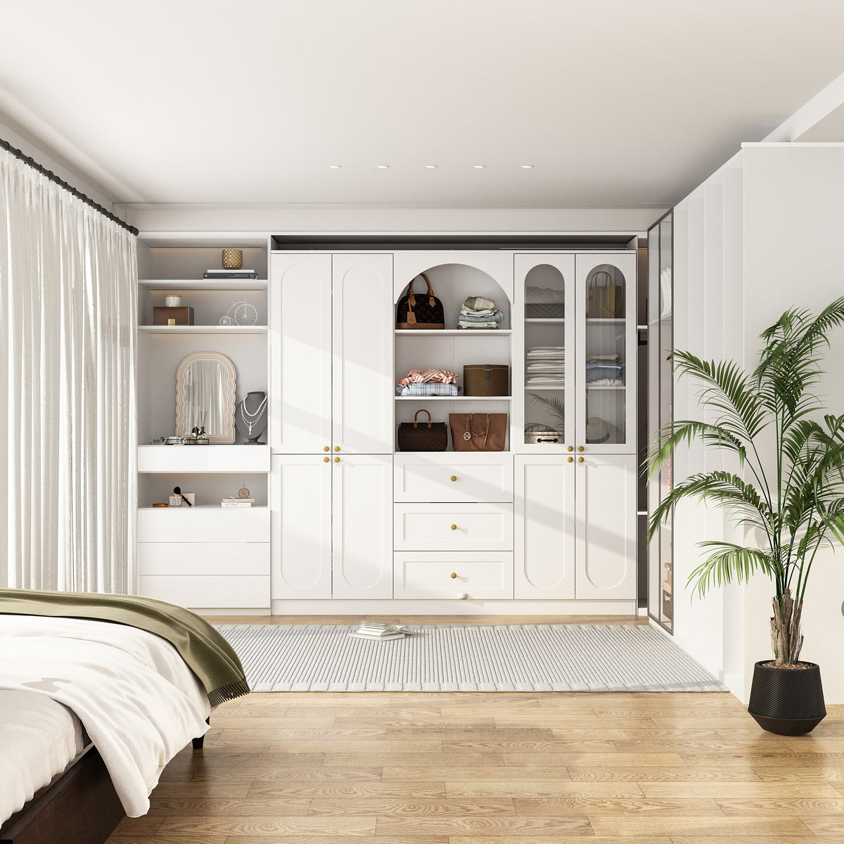 70.9" Modern White Elegant Wardrobe with Strong Storage