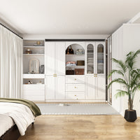 70.9" Modern White Elegant Wardrobe with Strong Storage