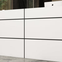 86.6" Contemporary White Reception Desk With Solid And Manufactured Wood