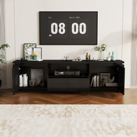 70" Modern Black TV Stand with LED Lights & Storage