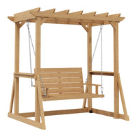Wooden swing with arbor on a white background