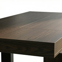 Dark wood standing desk with electric height adjustment and control panel