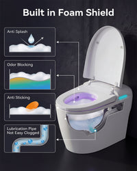 White smart toilet with automatic lid opening, foot kick flush, and foot kick seat opening